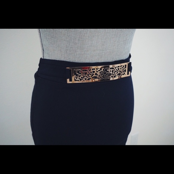 Navy Blue Pencil Skirt - Picture 3 of 5